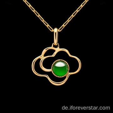 18k echter Goldschmuck Natural Jadeit Jade Anhänger